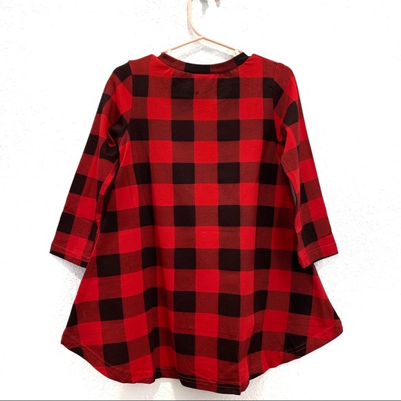 Toddler Girl Red Plaid A-Line Dress - Picture 4 of 5